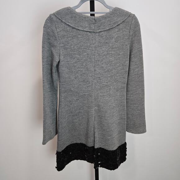 Vera Wang Purple Label Wool Sweater Dress Long Sleeve Black Sequin Gray 4 - Picture 5 of 7